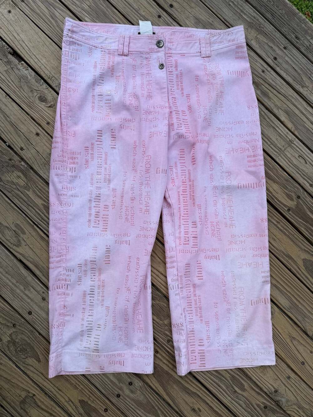 Midnight Velvet Pink All Over Script Print Straight Leg Pants